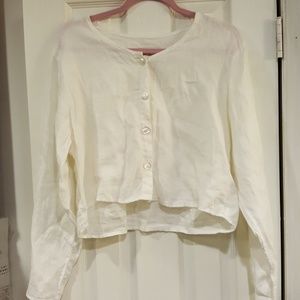 Vintage Cropped White Button down